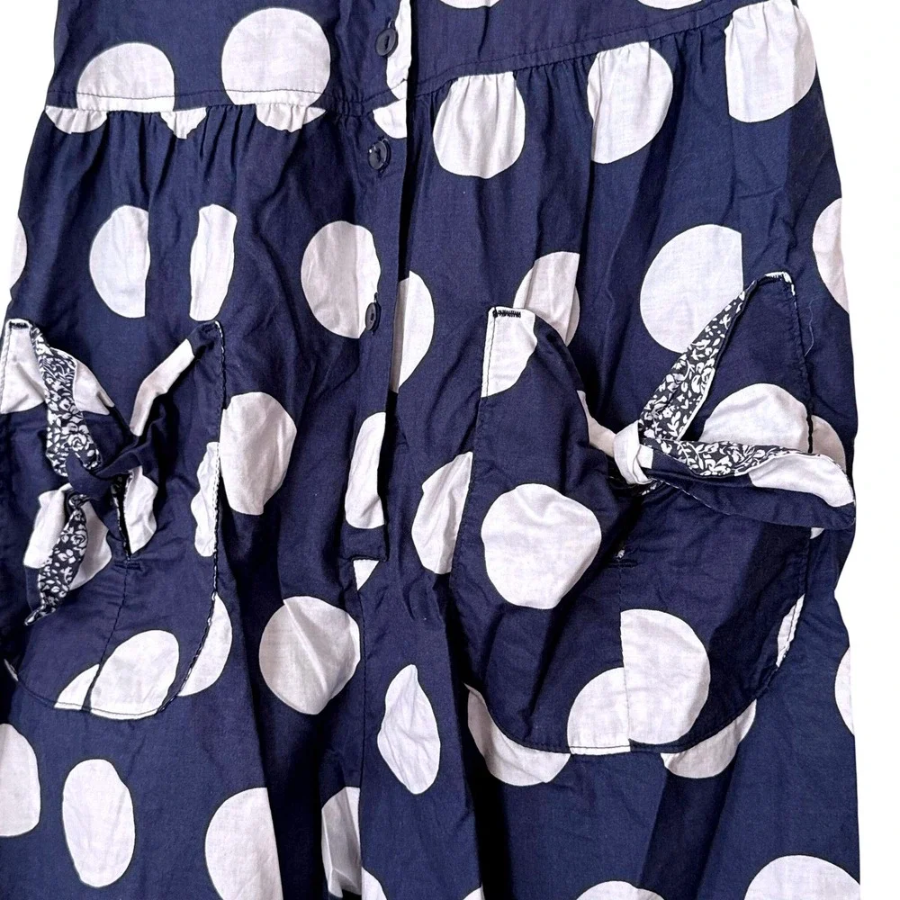 Vintage‎ Laura Ashley Mother Child Navy White Polka Dot Jumpsuit girls 9 Years